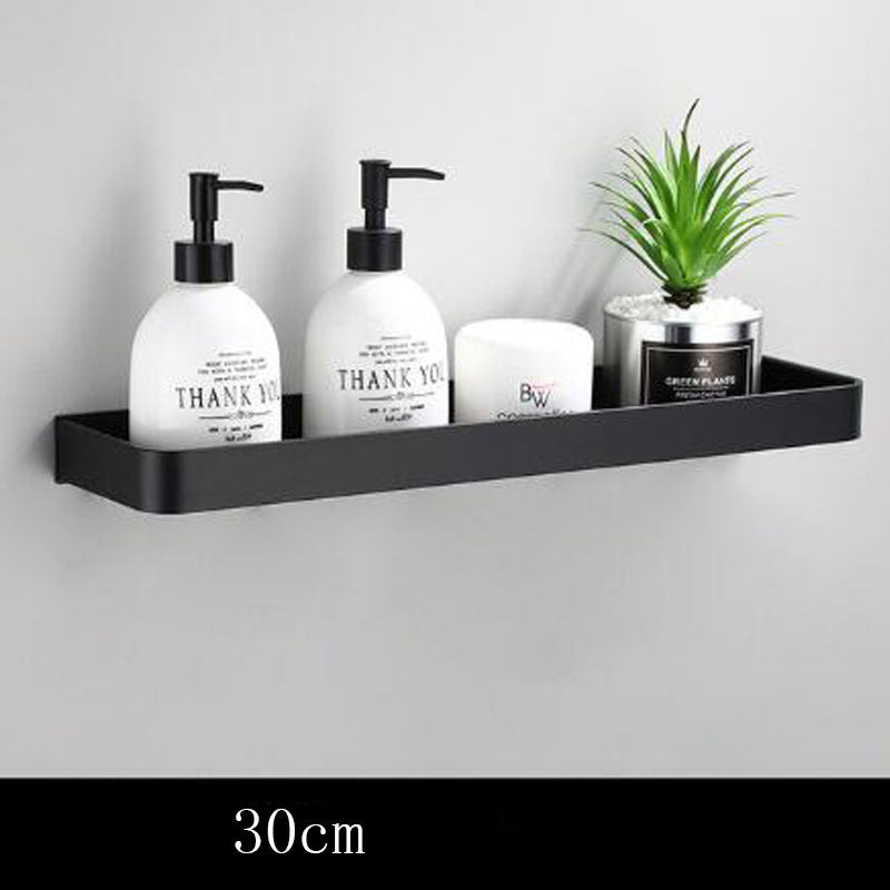 Black Aluminium Bathroom Shelf, Wall-Mounted, 23 cm–60 cm