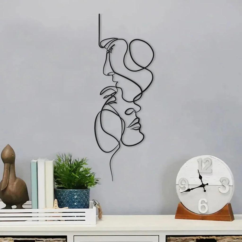Black Steel Abstract Face Metal Wall Art Sculpture