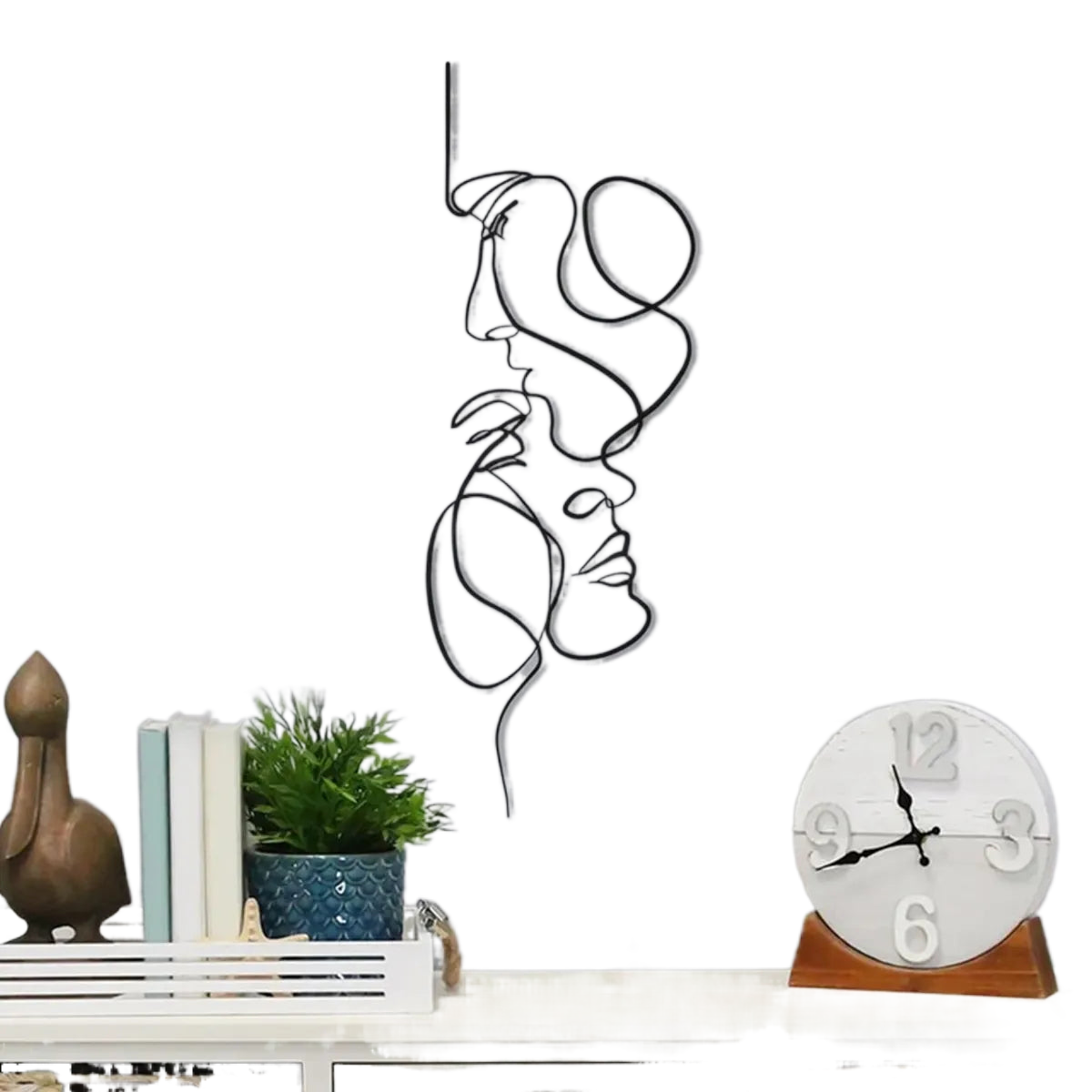 Black Steel Abstract Face Metal Wall Art Sculpture