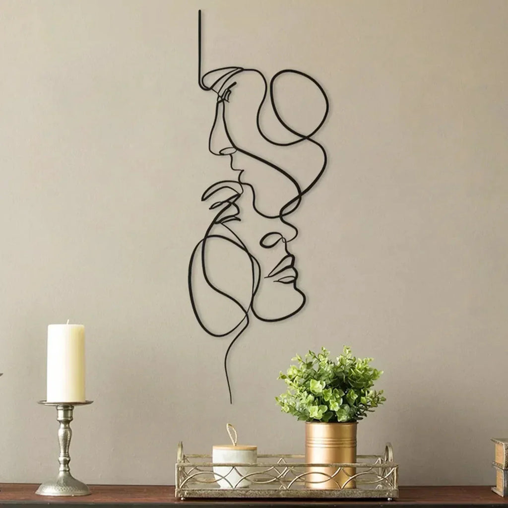 Black Steel Abstract Face Metal Wall Art Sculpture