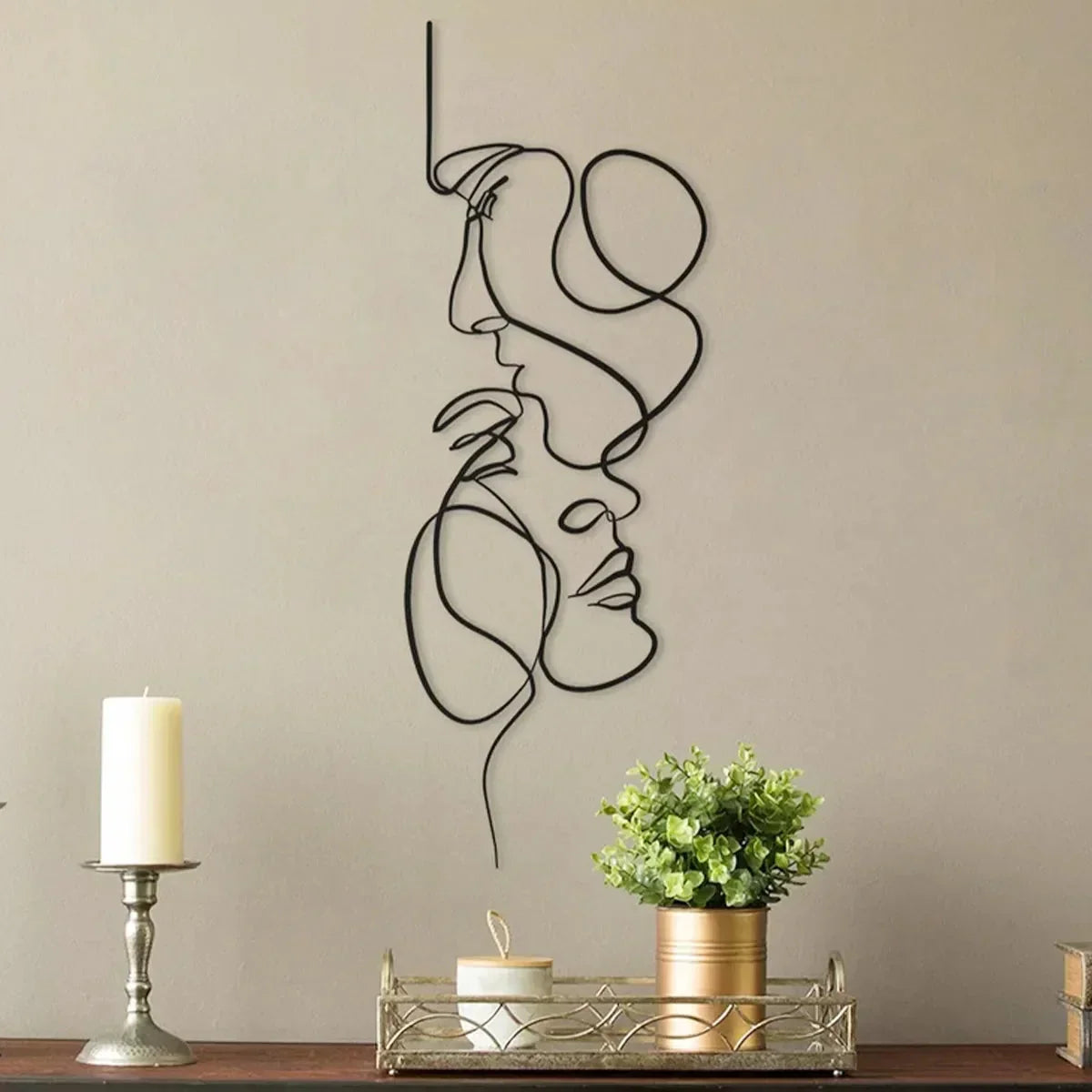 Black Steel Abstract Face Metal Wall Art Sculpture