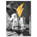 Elegant Black Wine Glass Canvas Art with Boat Design | Welvere-Welvere