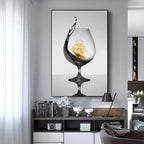 Elegant Black Wine Glass Canvas Art with Boat Design | Welvere-Welvere