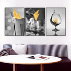 Elegant Black Wine Glass Canvas Art with Boat Design | Welvere-Welvere
