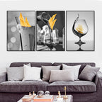 Elegant Black Wine Glass Canvas Art with Boat Design | Welvere-Welvere