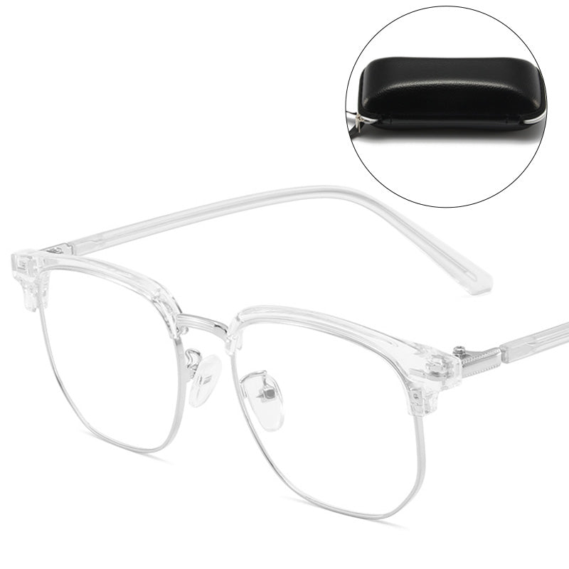 Blue Light Blocking Half-Rim Glasses with Case