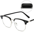 Blue Light Blocking Half-Rim Glasses with Case