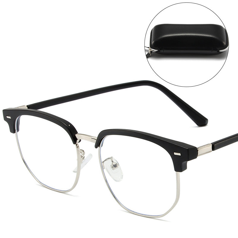 Blue Light Blocking Half-Rim Glasses with Case