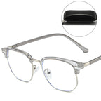 Blue Light Blocking Half-Rim Glasses with Case