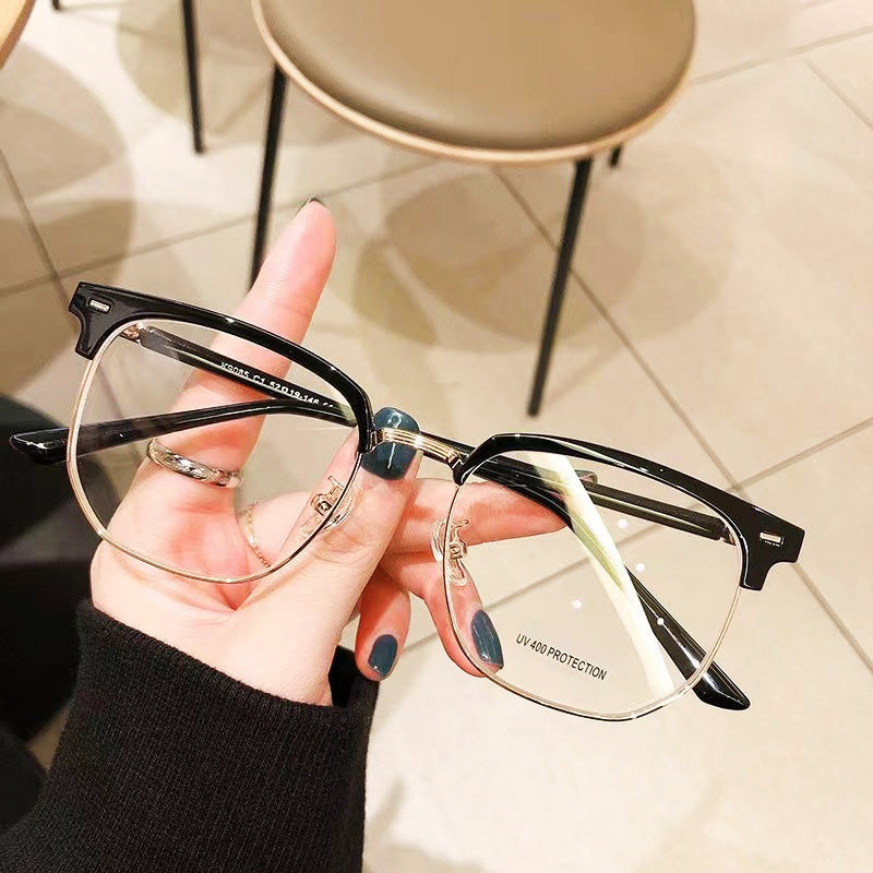 Blue Light Blocking Half-Rim Glasses with Case