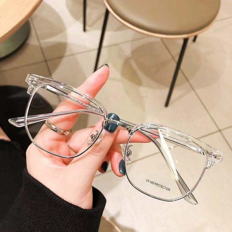 Blue Light Blocking Half-Rim Glasses with Case
