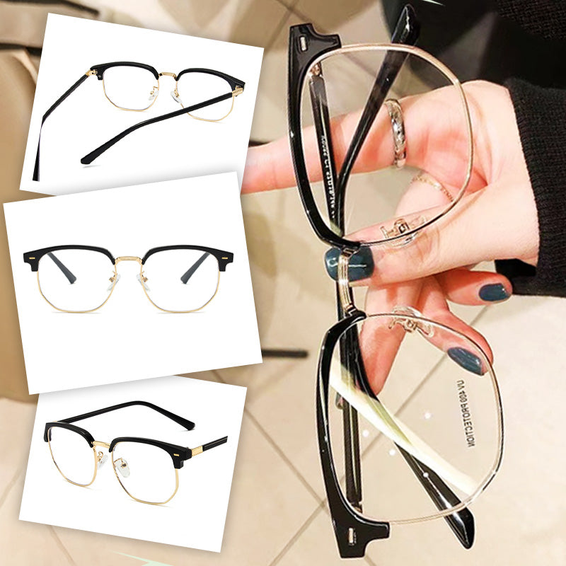 Blue Light Blocking Half-Rim Glasses with Case