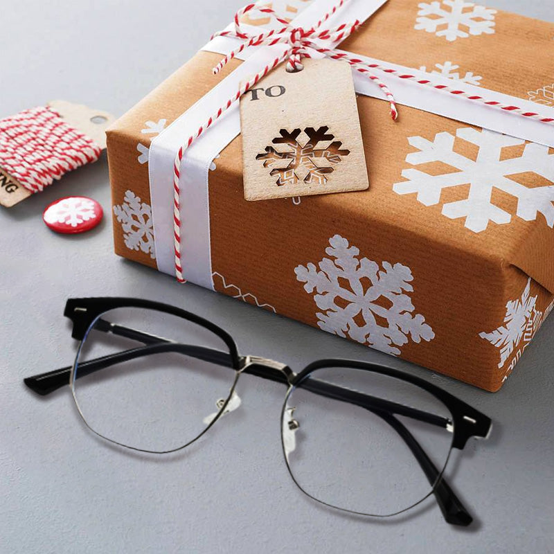 Blue Light Blocking Half-Rim Glasses with Case
