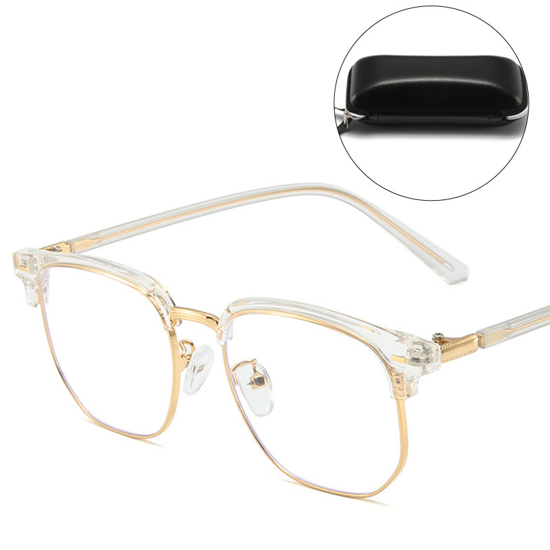 Blue Light Blocking Half-Rim Glasses with Case
