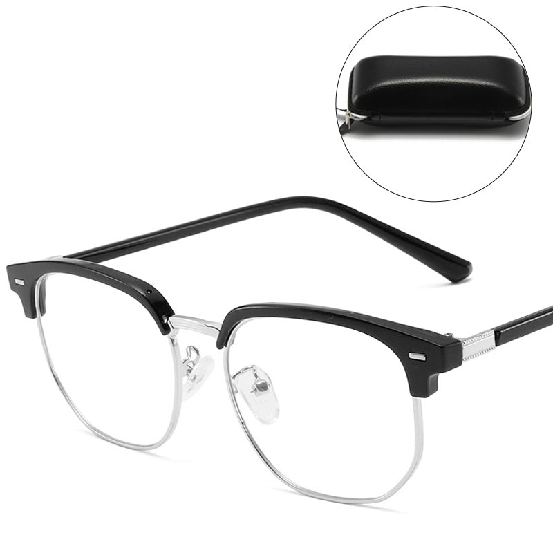 Blue Light Blocking Half-Rim Glasses with Case