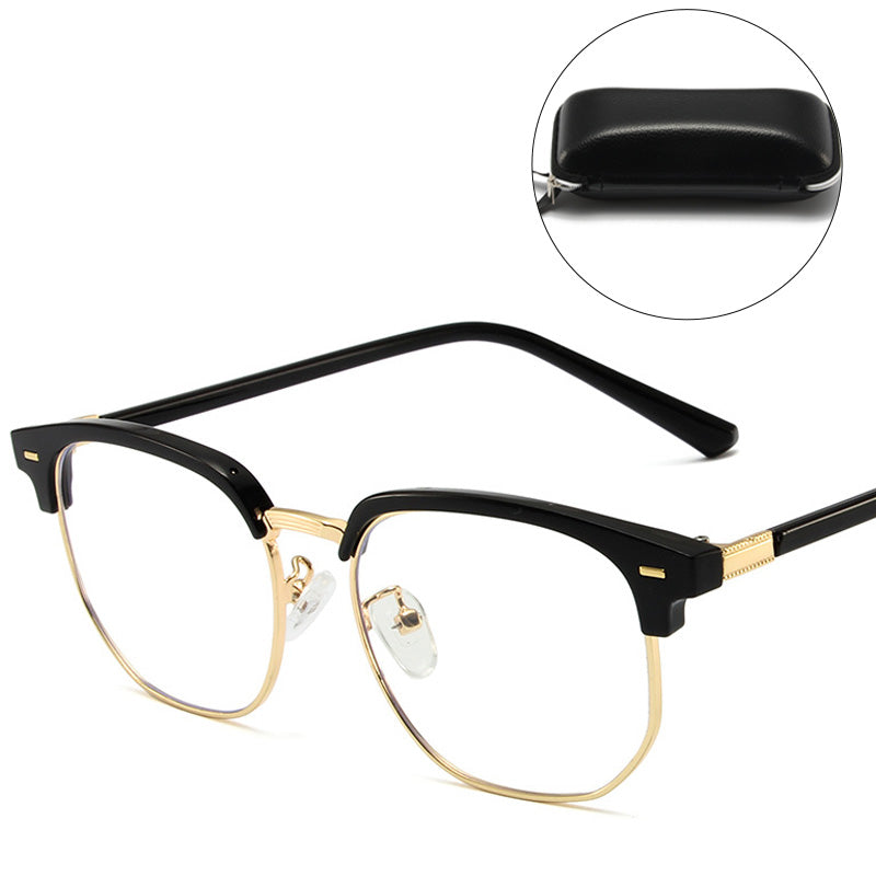 Blue Light Blocking Half-Rim Glasses with Case