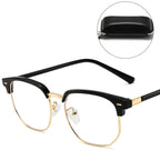 Blue Light Blocking Half-Rim Glasses with Case