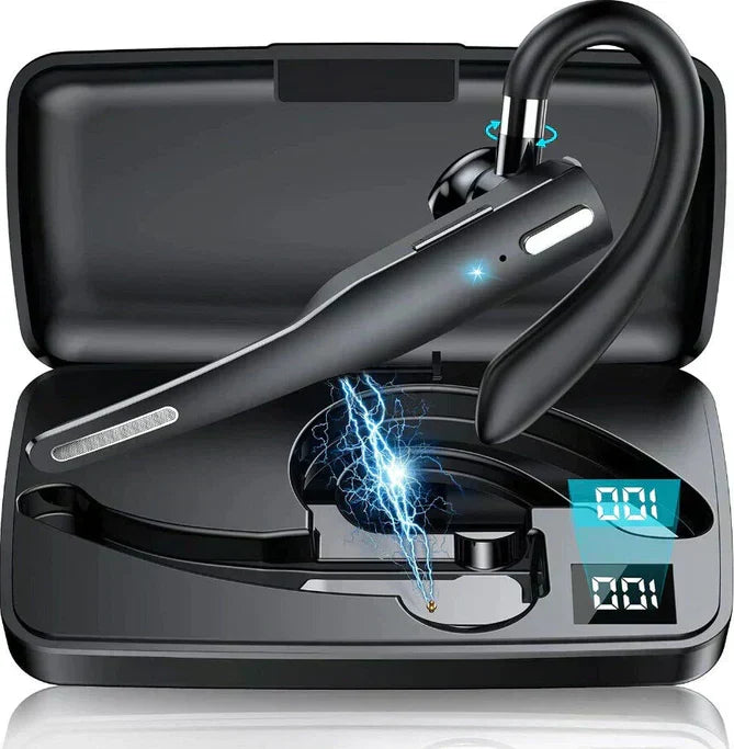 Bluetooth 5.1 Wireless Trucker Headset with Dual Microphones and Charging Case