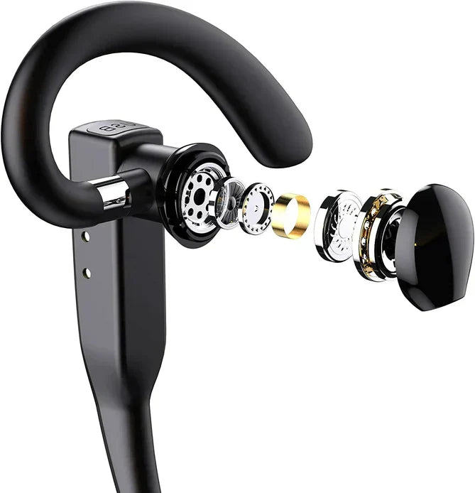 Bluetooth 5.1 Wireless Trucker Headset with Dual Microphones and Charging Case