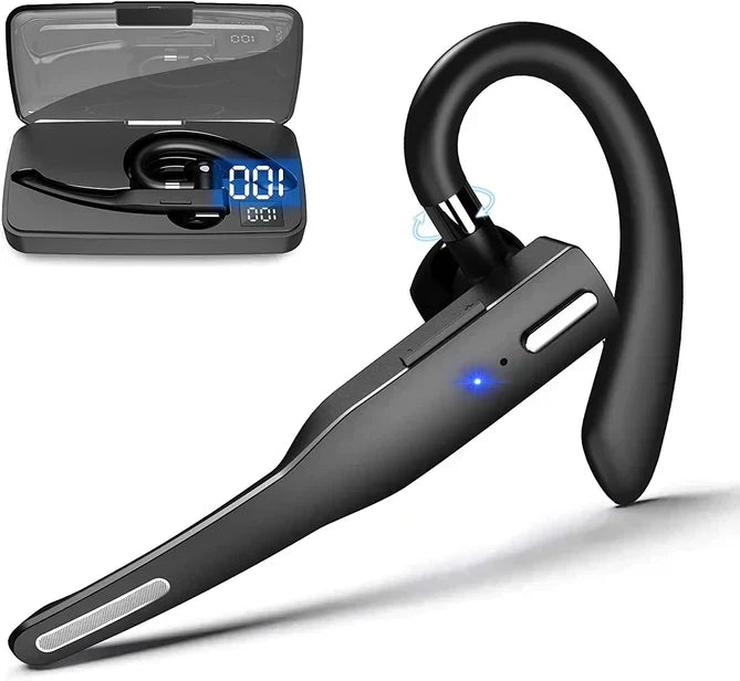 Bluetooth 5.1 Wireless Trucker Headset with Dual Microphones and Charging Case