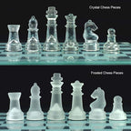Glass Chess Set - Clear and Frosted Pieces, 9.8" or 13.8" Board, view 5