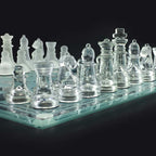 Glass Chess Set - Clear and Frosted Pieces, 9.8" or 13.8" Board, view 8