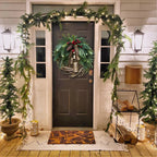 Boho Christmas Wreath with Rustic Vine Base, Pinecones and Golden Bells