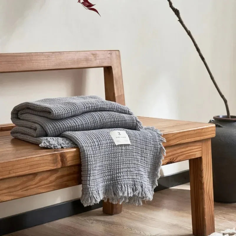 Bosco Tassel Cotton Blanket-Welvere