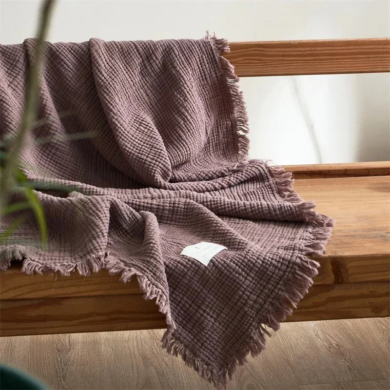Bosco Tassel Cotton Blanket-Welvere