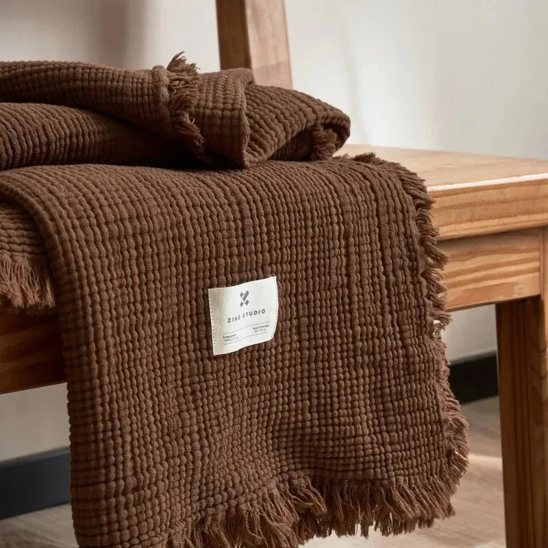 Bosco Tassel Cotton Blanket-Welvere