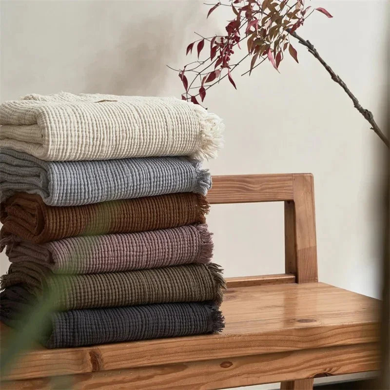 Bosco Tassel Cotton Blanket-Welvere