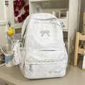 Bow-Embellished Multi-Pocket School Backpack