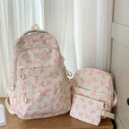 Bow Print Backpack with Multiple Pockets and Padded Shoulder Straps