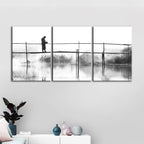 Monochrome Bridge Walking Canvas Art - 3 Piece Set | Welvere-Welvere