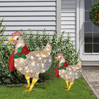 Bright Acrylic Chicken Christmas Decoration with Mistletoe Scarf