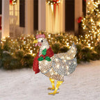 Bright Acrylic Chicken Christmas Decoration with Mistletoe Scarf
