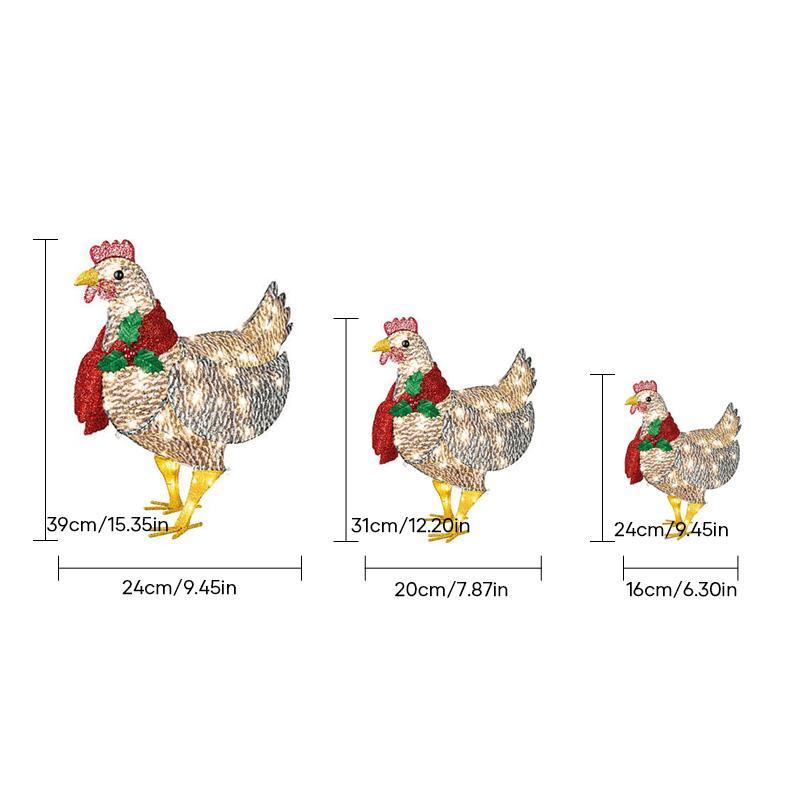 Bright Acrylic Chicken Christmas Decoration with Mistletoe Scarf