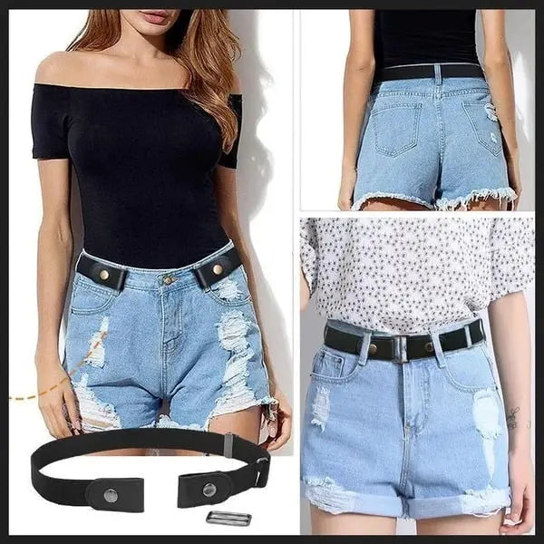 Buckle-Free Elastic Waist Belt, 3 cm × 102 cm, Adjustable