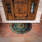 Half Round Mandala Door Mat Rug - 50% Polyester, Low Pile