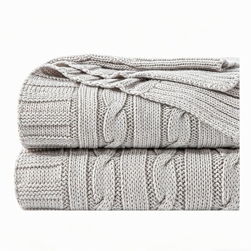 Cable Knit Acrylic Throw Blanket, 127*152cm