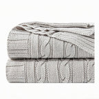 Cable Knit Acrylic Throw Blanket, 127*152cm
