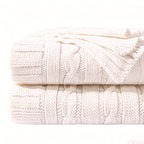 Cable Knit Acrylic Throw Blanket, 127*152cm