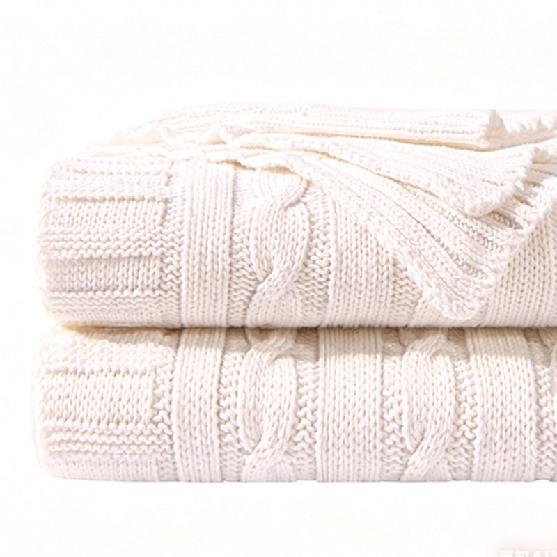 Cable Knit Acrylic Throw Blanket, 127*152cm