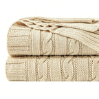 Cable Knit Acrylic Throw Blanket, 127*152cm