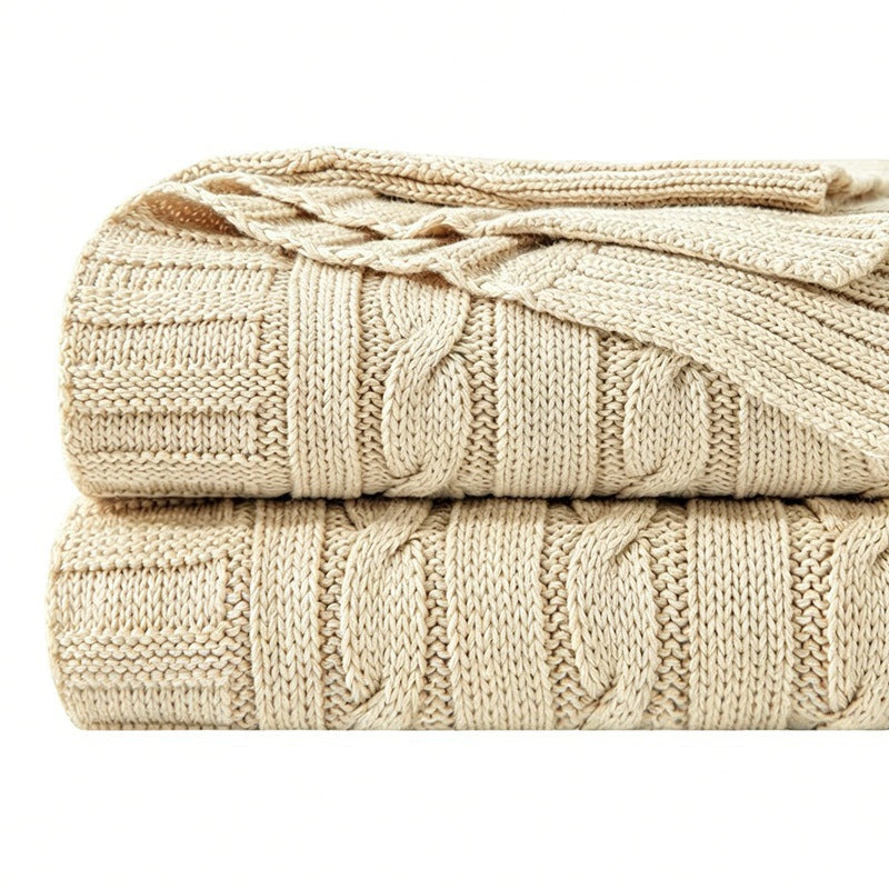 Cable Knit Acrylic Throw Blanket, 127*152cm