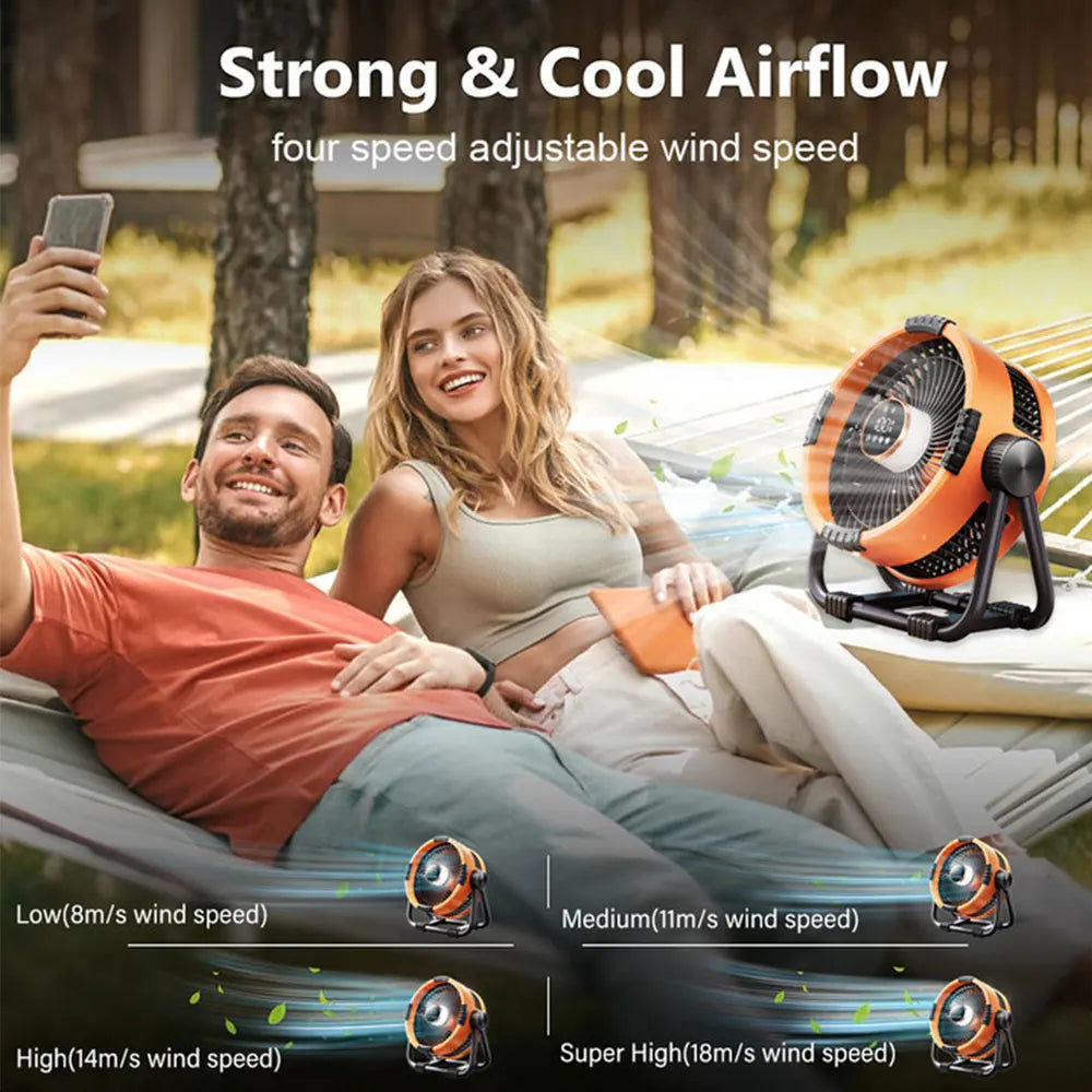 Camping Fan with 20,000mAh Battery for Outdoor Use - LED Light, Remote Control, view 2