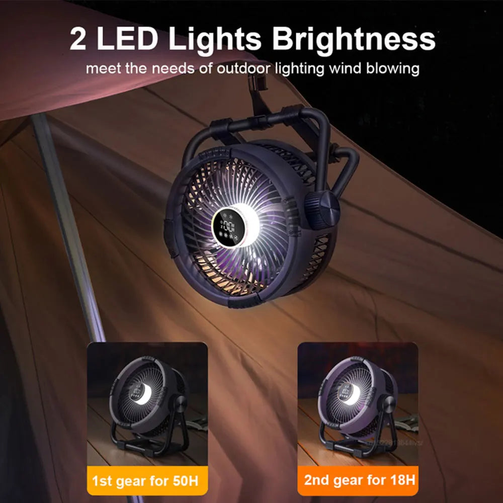 Camping Fan with 20,000mAh Battery for Outdoor Use - LED Light, Remote Control, view 3