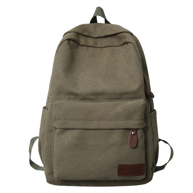 Canvas School Backpack with Padded Adjustable Straps