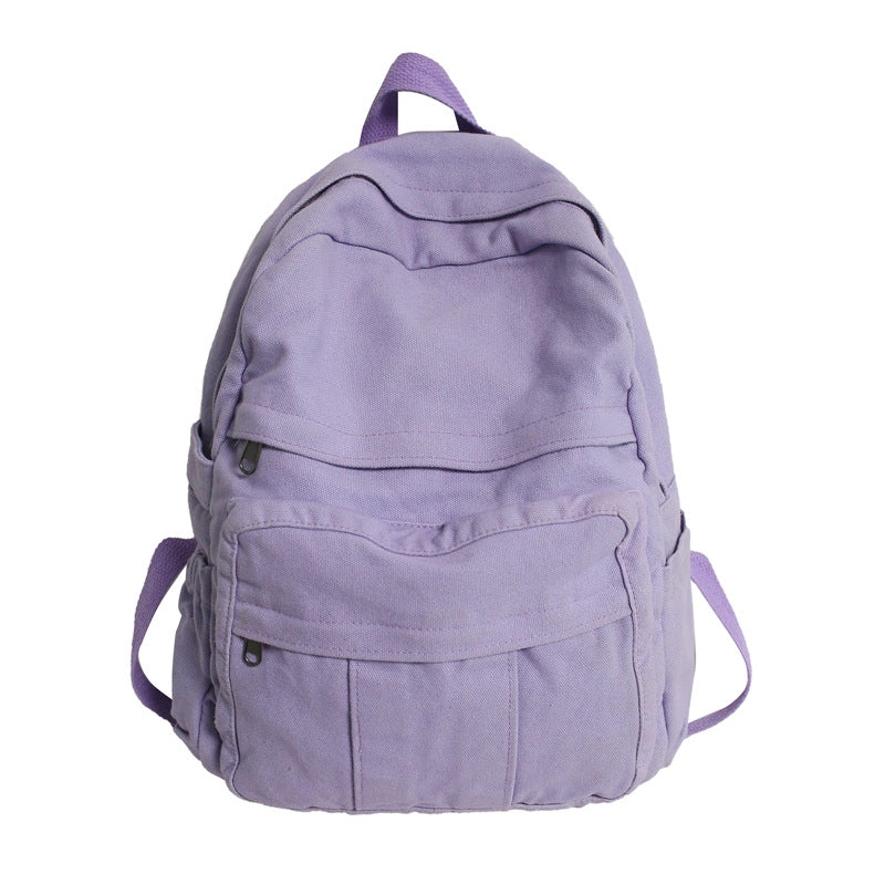 Canvas School Backpack with Padded Straps and Multiple Compartments
