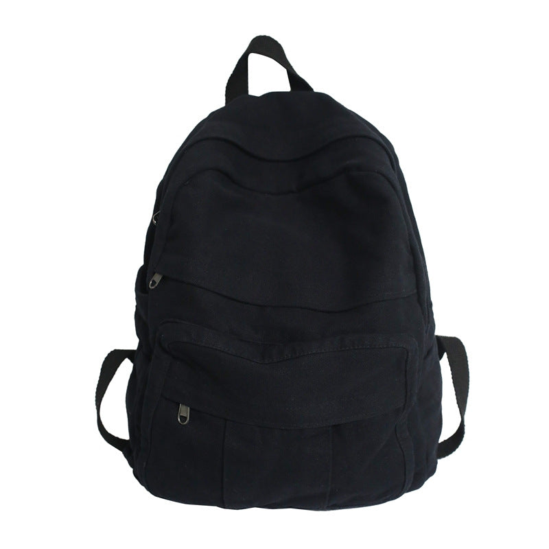 Canvas School Backpack with Padded Straps and Multiple Compartments